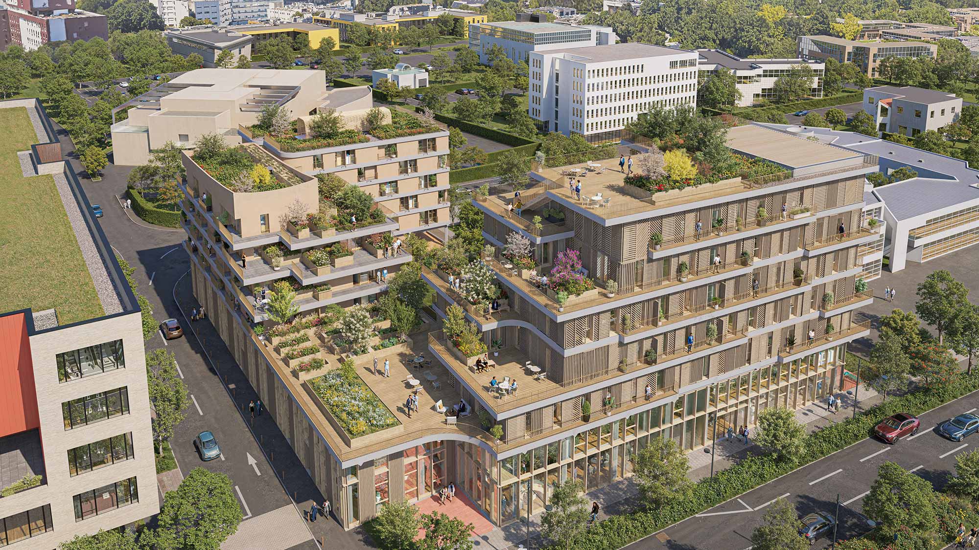 Vue aérienne du siège du Groupe LAUANY - Terrasses