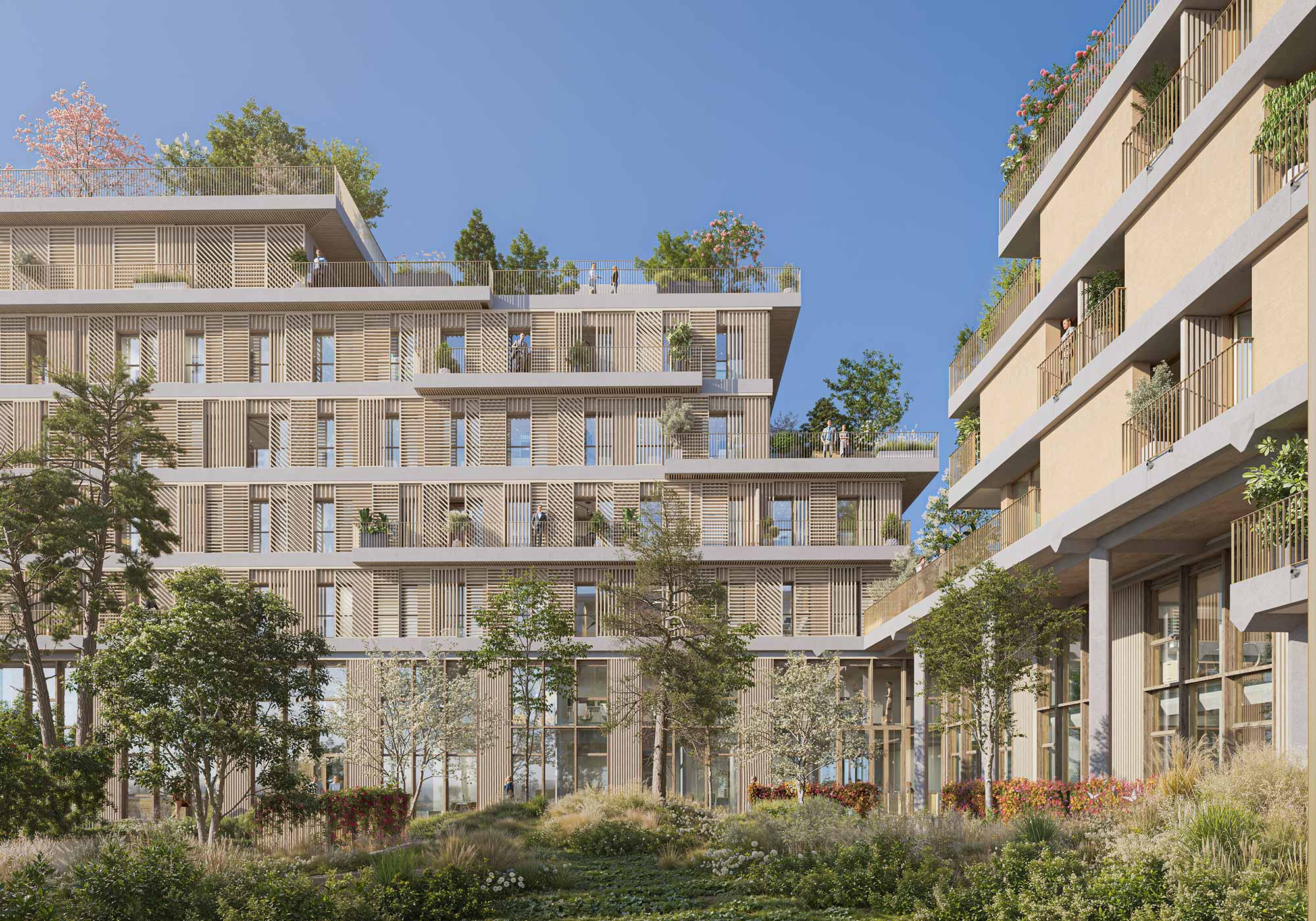 Coeur d'ilot paysager du futur siège du Groupe LAUNAY